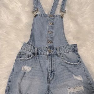 Forever 21 Denim Overall Shorts